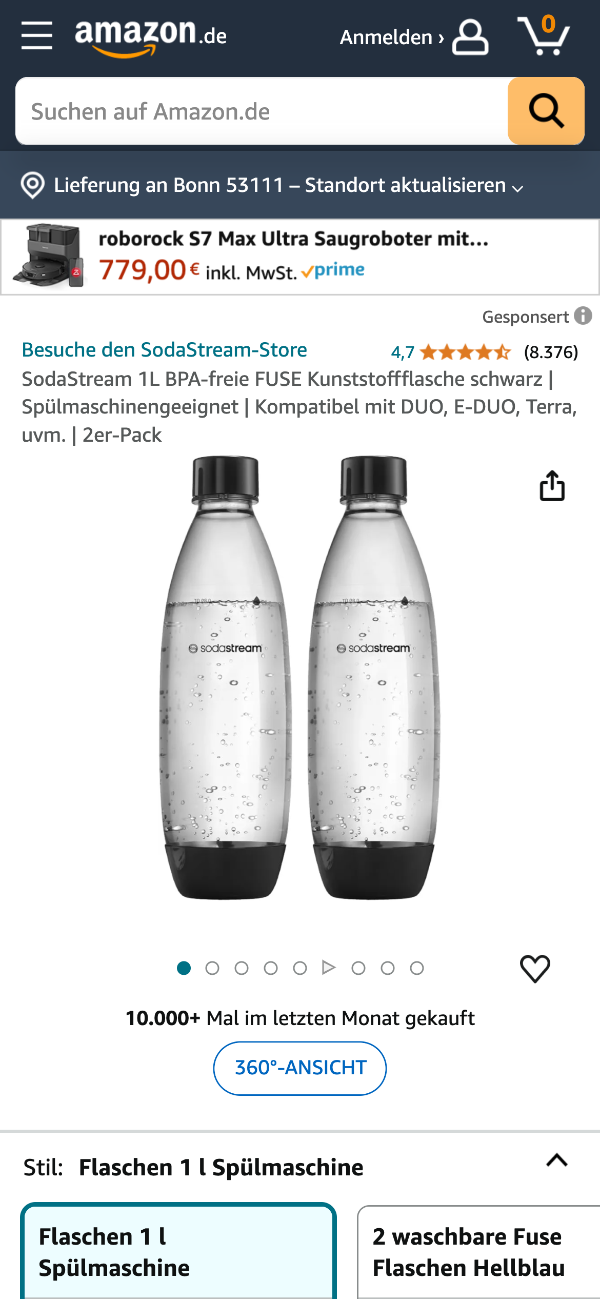 Amazon-Angebot: 2er-Pack SodaStream 1-Liter BPA-freie Flaschen.