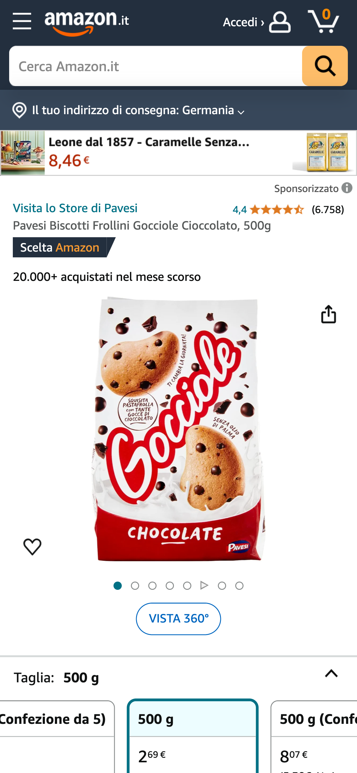 Pavesi Gocciole Chocolate biscuits, 500g.